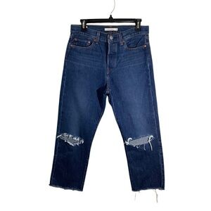 Levi’s Women’s Wedgie Straight Blue Distressed Button Fly Jeans Classic Fit